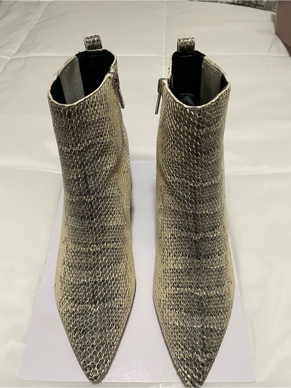 Franco Sarto  Snake Skin Pointed Ankle Boots - Cream Size 10M like new worn once
